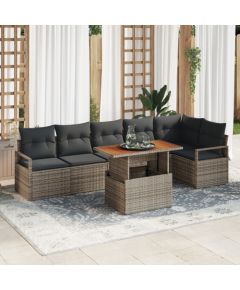 Vidaxl 7-częściowy zestaw sof ogrodowych z szarymi poduszkami z polirattanu Lumarko! Dārza mēbeļu komplekti