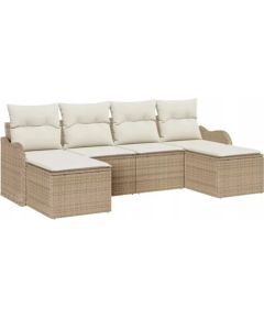 Vidaxl Zestaw siedzeń ogrodowych 6 elementów z poduszkami. Beżowy, rattan polietylenowy. Lumarko! Dārza mēbeļu komplekti