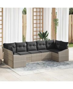 vidaXL Zestaw do jadalni w ogrodzie z poduszką 7 pcs Jasnoszary Dārza mēbeļu komplekti