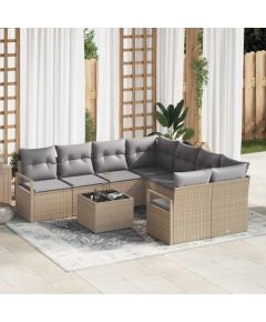 vidaXL Zestaw Sof na Ogród 9 pcs Beżowy i jasnoszary 55 x 55 x 37 cm Dārza mēbeļu komplekti