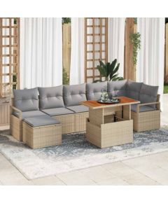 vidaXL Zestaw do jadalni w ogrodzie z poduszką 8 pcs Beżowy i szary Dārza mēbeļu komplekti