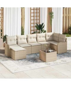 vidaXL Zestaw mebli ogrodowych w 8 elementach z poduszkami, w brązowym rattanowym wykończeniu, wykonanym z polipropylenu. Dārza mēbeļu komplekti