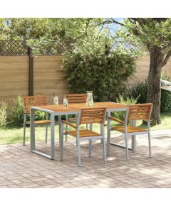 vidaXL Zestaw ogrodowy z litego drewna akacjowego i metalu, 5-częściowy Dārza mēbeļu komplekti