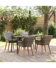 vidaXL Zestaw jadalniany ogrodowy 5-częściowy w szarym kolorze z polirattanu Dārza mēbeļu komplekti