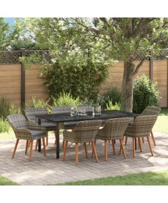 vidaXL Zestaw jadalniany do ogrodu w szarym kolorze z poli ratanu Dārza mēbeļu komplekti