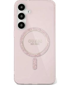 Guess Glitter Circle Classic Logo MagSafe Aizsargapvalks Priekš Samsung Galaxy S25 Neoriģinālie Maciņi