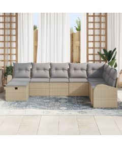 vidaXL Zestaw sofy ogrodowej 8 części z poduszkami Beżowy poliratan Dārza mēbeļu komplekti