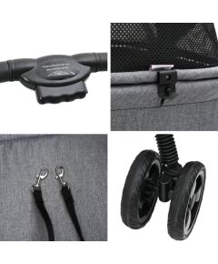 vidaXL Składany wózek dla zwierząt Z regulacją Szary 81 x 47 x 99 cm Сумки для перевозки собак и кошек