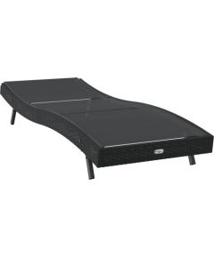 vidaXL Leżak w czarnym kolorze z polirattanu i textilene Шезлонги и пляжные стулья