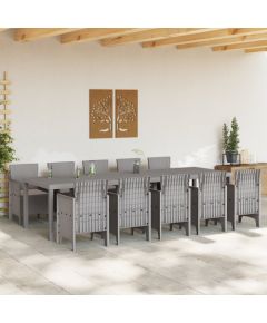 vidaXL Zestaw ogrodowy jasnoszary, 11 części, z polirattanu Dārza mēbeļu komplekti