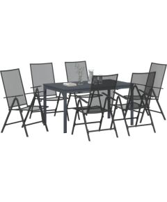 vidaXL Zestaw mebli ogrodowych z 7 elementami w antracytowej stali Dārza mēbeļu komplekti