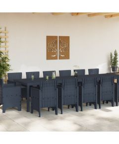 vidaXL Zestaw mebli ogrodowych z 15 częściami i antracytowymi poduszkami z polirattanu Dārza mēbeļu komplekti