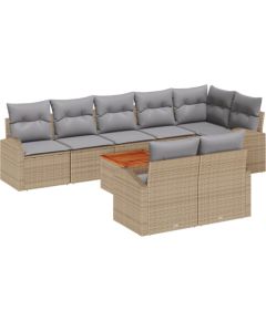 vidaXL 9-częściowy zestaw sof ogrodowych z poduszkami, beżowy polirattan, akacja Dārza mēbeļu komplekti