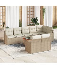 vidaXL Beżowy zestaw mebli ogrodowych , 9 części. Meble mają poduszki i są wykonane z polirattanu i akacji. Dārza mēbeļu komplekti