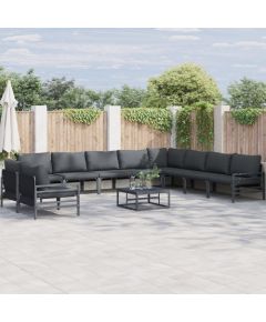 vidaXL Zestaw Sof na Ogród 10 pcs Antracyt Stal Dārza mēbeļu komplekti