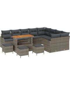 Zestaw Sofy Ogrodowej vidaXL 13 z Poduszkami Szary Polirattan Dārza mēbeļu komplekti