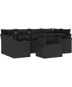 Zestaw siedmioczęściowy vidaXL z poduszkami Czarny Polirattan Dārza mēbeļu komplekti