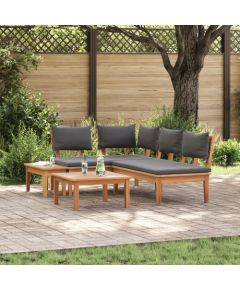 vidaXL Zestaw Ławka Ogrodowa 4 pcs Brązowy i ciemnoszary i brązowy Dārza mēbeļu komplekti