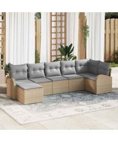 vidaXL Zestaw Sof na Ogród 7 pcs Beżowy i jasnoszary 289 x 124 x 85 cm Dārza mēbeļu komplekti