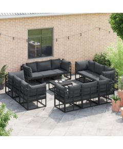 vidaXL Zestaw Sof na Ogród 12 pcs Czarny 213 x 71.5 x 71 cm Aluminium Dārza mēbeļu komplekti