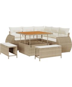 vidaXL 8-częściowy Zestaw Sof Ogrodowych z Poduszkami Beżowy Rattan Poli Dārza mēbeļu komplekti
