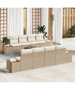 vidaXL 9-częściowy zestaw sofy ogrodowej z poduszkami Beżowy Polirattan Akacja Dārza mēbeļu komplekti