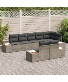 Vidaxl 8-częściowy zestaw sofy ogrodowej z poduszkami Szary Poli Rattan Akacja Dārza mēbeļu komplekti