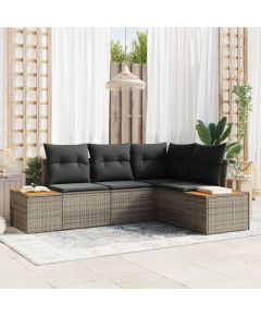 vidaXL 4-częściowy zestaw sof ogrodowych z poduszkami szary polirattan akacja Dārza mēbeļu komplekti