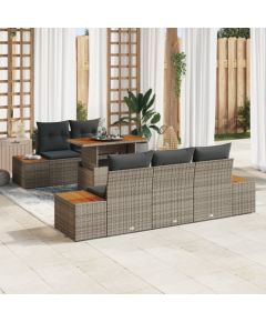 Vidaxl 6-częściowy zestaw sofy ogrodowej z poduszkami szary polirattan Dārza mēbeļu komplekti