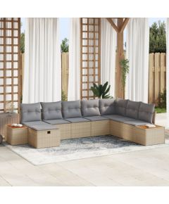 vidaXL 8-częściowy zestaw sof ogrodowych z poduszkami beżowy polirattan Dārza mēbeļu komplekti