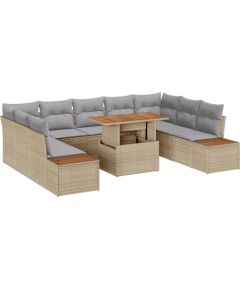 vidaXL 6-częściowy Zestaw Sofy Ogrodowej z Poduszkami Beżowy Poli Rattan Dārza mēbeļu komplekti