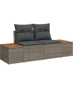 Vidaxl Zestaw 11-elementowy sofa ogrodowa z poduszkami Szary Polirattan Akacja Dārza mēbeļu komplekti