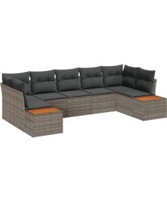 vidaXL 7-częściowy zestaw sof ogrodowych z poduszkami Szary Poli Rattan Akacja Dārza mēbeļu komplekti