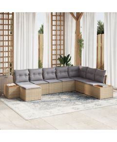 vidaXL 8-częściowy zestaw sof ogrodowych z poduszkami w beżowym polirattanie Dārza mēbeļu komplekti