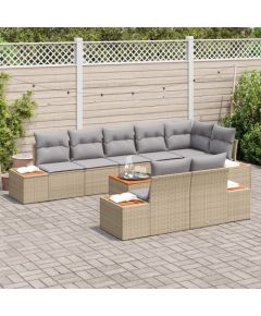 vidaXL Beżowy Zestaw Sofy Ogrodowej z Poduszkami 9 Elementów Polirattan Dārza mēbeļu komplekti