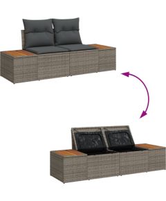 Zestaw sof ogrodowych vidaXL 7-częściowy z poduszkami Szary Poli Rattan Akacja Dārza mēbeļu komplekti