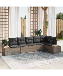 Zestaw sofy vidaXL 6-częściowy z poduszkami szarym akacją Dārza mēbeļu komplekti