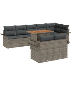 vidaXL 9-częściowy zestaw sofy ogrodowej z poduszkami Szary Polirattan Dārza mēbeļu komplekti