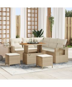 Zestaw sof ogrodowych vidaXL 8-częściowy z poduszkami Beżowy Rattan Akacja Dārza mēbeļu komplekti