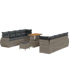 Vidaxl Zestaw 11 elementów sofy ogrodowej z poduszkami szary rattan akacja Dārza mēbeļu komplekti