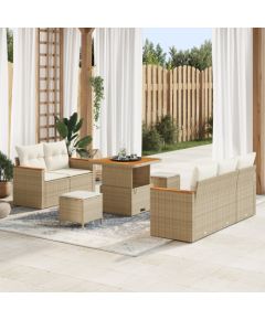 vidaXL 8-częściowy zestaw sofy ogrodowej z poduszkami beżowymi polirattanowego Dārza mēbeļu komplekti