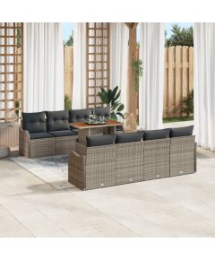 vidaXL 9-Częściowy Zestaw Sof Ogrodowych z Poduszkami Szary Rattan Dārza mēbeļu komplekti