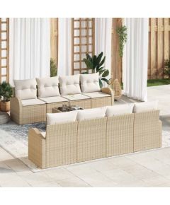 vidaXL 9-częściowy zestaw sof ogrodowych z poduszkami Beżowy Polirattan Dārza mēbeļu komplekti