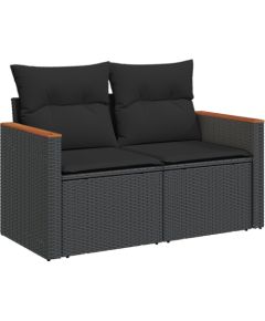 vidaXL 13-częściowy zestaw sof ogrodowych z poduszkami Czarny Polirattan Akacja Dārza mēbeļu komplekti
