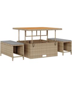 vidaXL 13 częściowy zestaw sof ogrodowych z poduszkami Beżowy Polirattan Akacja Dārza mēbeļu komplekti