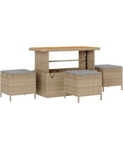 Vidaxl 9-częściowy zestaw sof ogrodowych z poduszkami Beżowy polirattan akacja Dārza mēbeļu komplekti