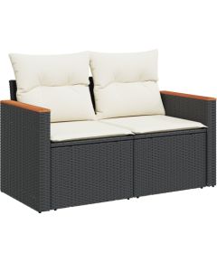 vidaXL Zestaw sof ogrodowych 11-częściowy z poduszkami czarny polirattan akacja Dārza mēbeļu komplekti