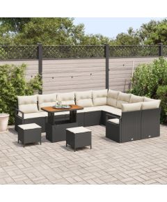 Zestaw sof ogrodowych vidaXL 12 części z poduszkami czarny polirattan akacja Dārza mēbeļu komplekti