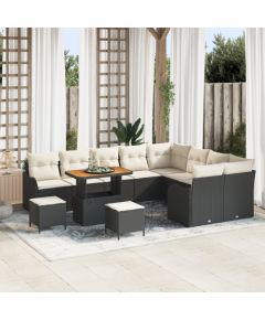 vidaXL 12-częściowy Zestaw Sof Ogrodowych z Poduszkami Czarny Polirattan Akacja Dārza mēbeļu komplekti