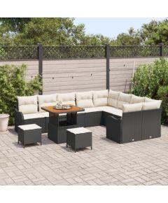 vidaXL 12-częściowy Zestaw Sof Ogrodowych Z Poduszkami Czarny Polirattan Akacja Dārza mēbeļu komplekti